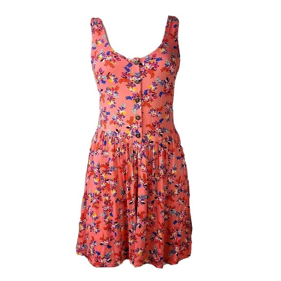 LA HEARTS Pink Floral Sleeveless Button Front Dress Womens Size M Medium - Picture 1 of 8